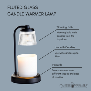 Fluted Glass Black Candle Warmer Lamp