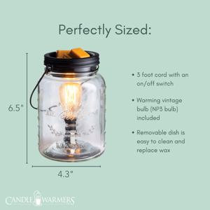 Glass Mason Jar Vintage Bulb Illumination Fragrance Warmer